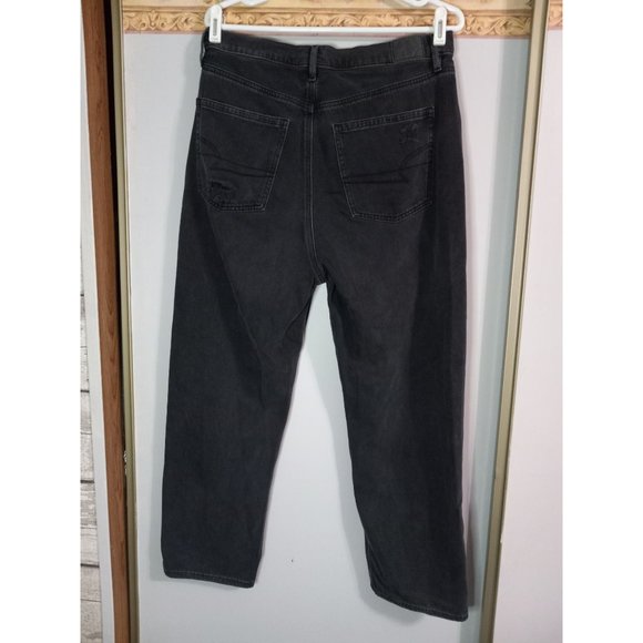 American Eagle 14R Black Distressed Highest Rise 90s Boyfriend Jeans - Picture 3 of 8